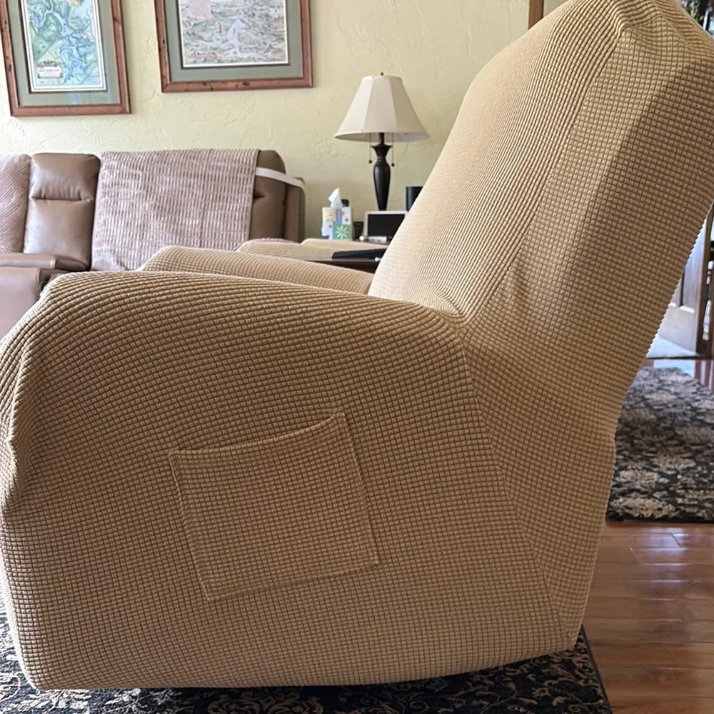 Oversized stretch Beige Recliner Slipcover